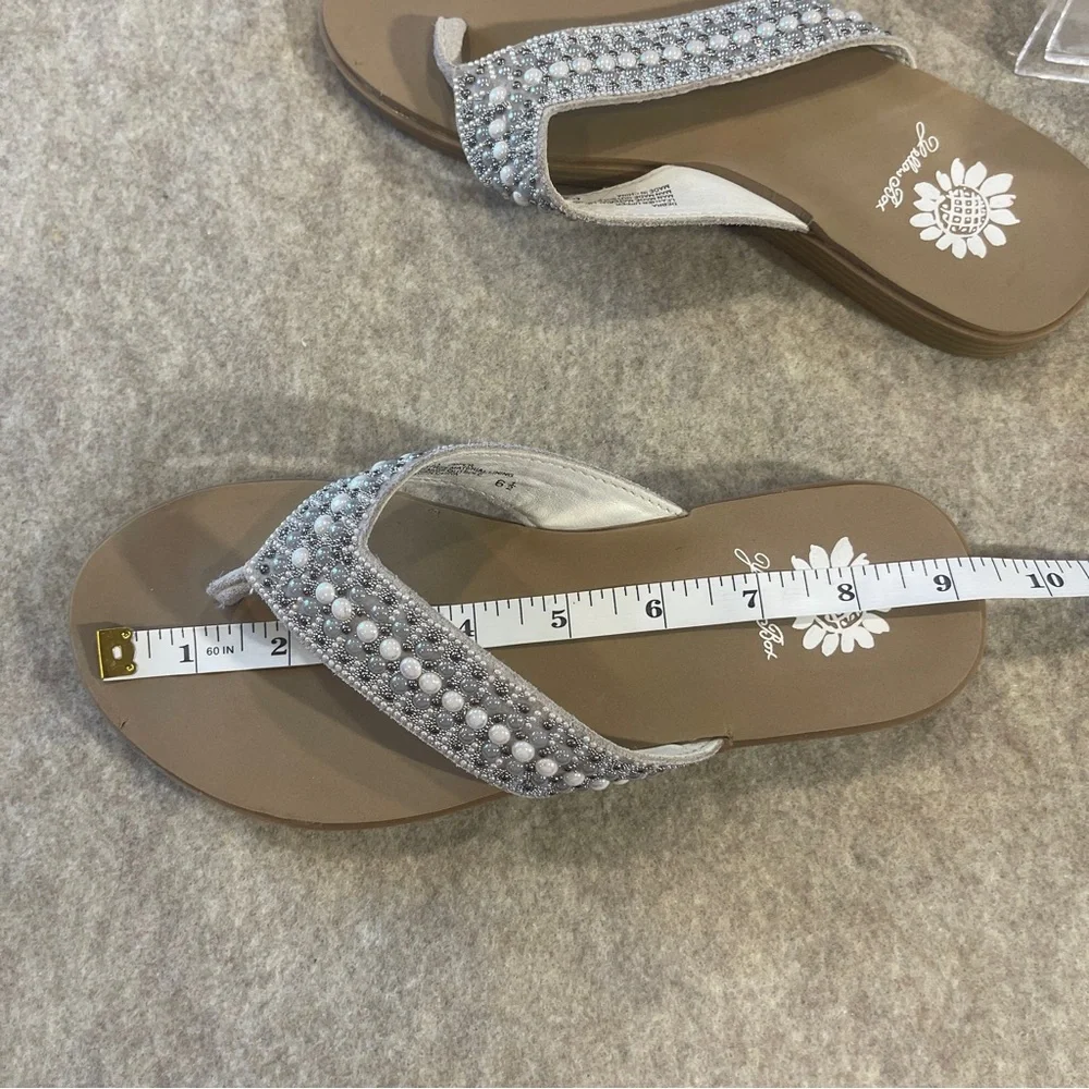 Yellow Box Debra Flip Flop Sandals Faux Pearl Leather Women’s Size 6.5 - Picture 8 of 8